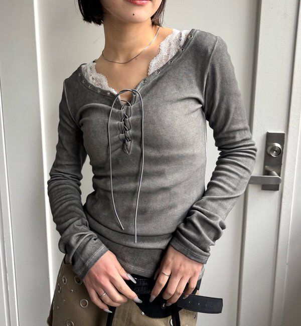  「プロセストレースアップトップス」|Tシャツ・カットソー|