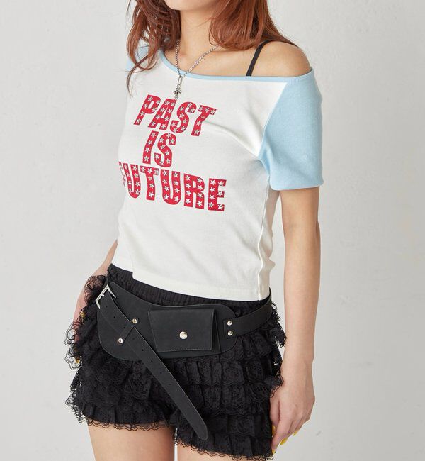  「スタースタッズラグラン半袖ロゴトップス」|Tシャツ・カットソー|