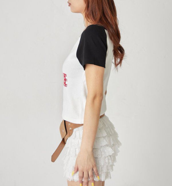  「スタースタッズラグラン半袖ロゴトップス」|Tシャツ・カットソー|