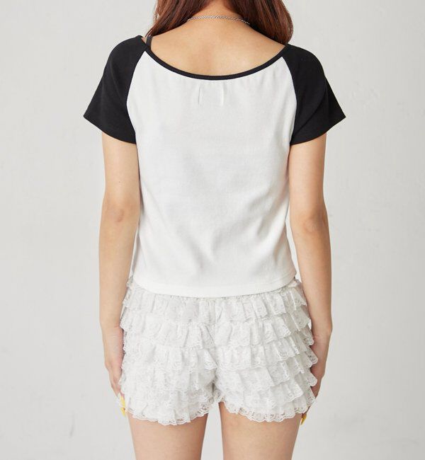  「スタースタッズラグラン半袖ロゴトップス」|Tシャツ・カットソー|