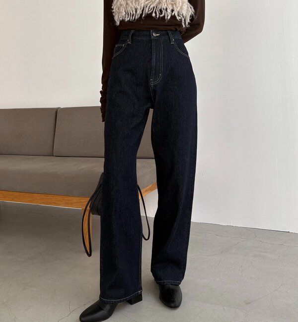  「【コラボ限定カラー/ホワイト・ベージュ】13ozハイウエストストレートデニム」|デニム|