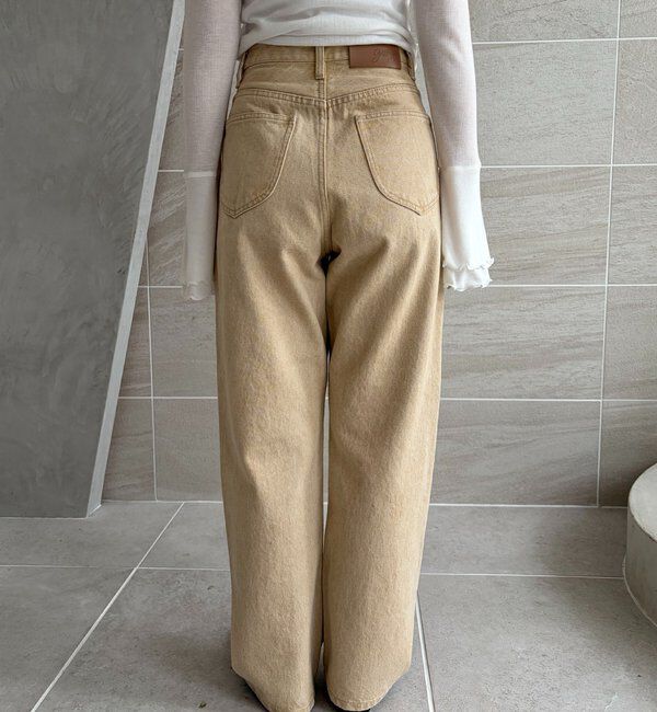  「【コラボ限定カラー/ホワイト・ベージュ】13ozハイウエストストレートデニム」|デニム|