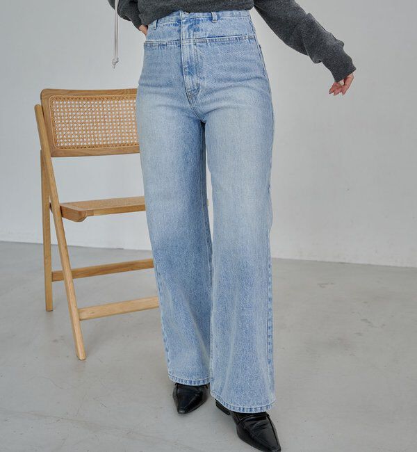  「【低身長サイズあり/セットアップ対応】スリットポケットストレートデニム」|デニム|