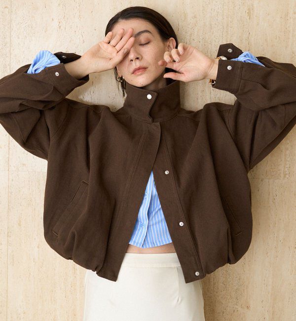  「【サイズ展開あり/セットアップ対応】ラウンドデニムブルゾン」|ブルゾン・スタジャン|ブラウン