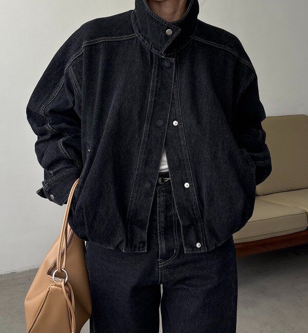  「【サイズ展開あり/セットアップ対応】ラウンドデニムブルゾン」|ブルゾン・スタジャン|