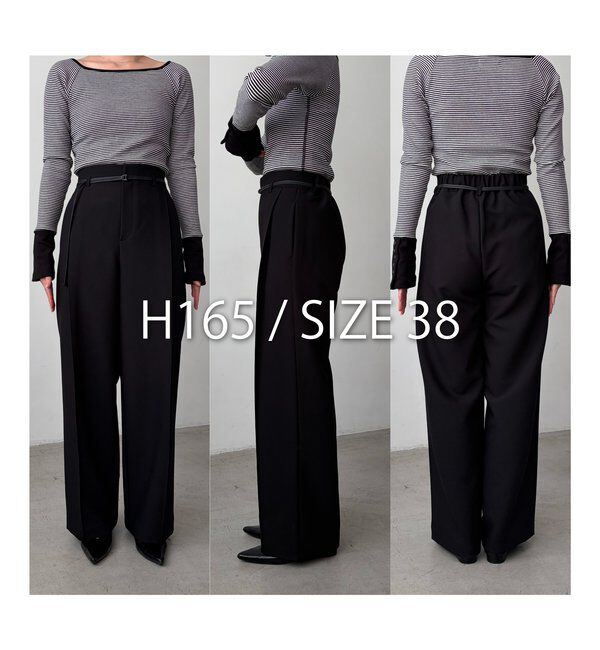  「【低身長サイズあり】カーブタックベルト付パンツ」|チノ|