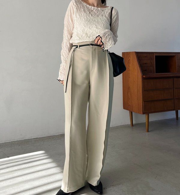  「【低身長サイズあり】カーブタックベルト付パンツ」|チノ|