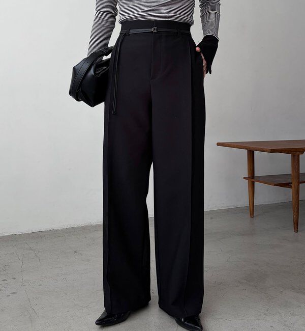  「【低身長サイズあり】カーブタックベルト付パンツ」|チノ|