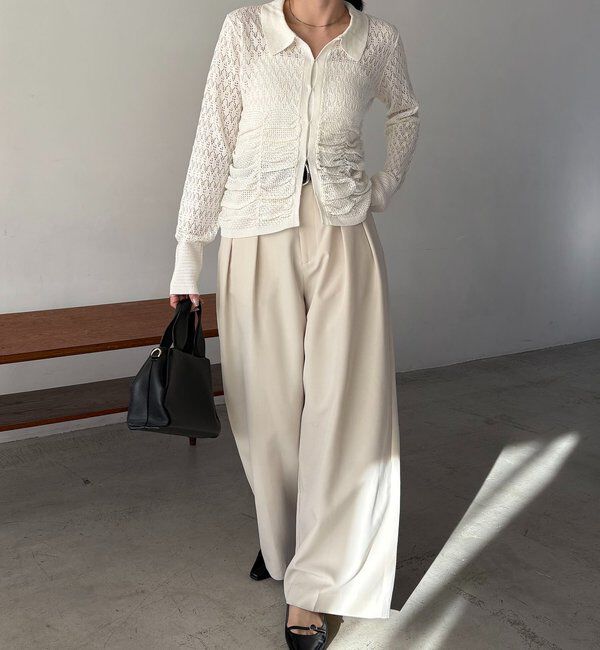  「レースシャーリングホックカーディガン」|カーディガン|