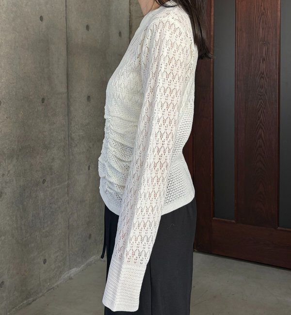  「レースシャーリングホックカーディガン」|カーディガン|