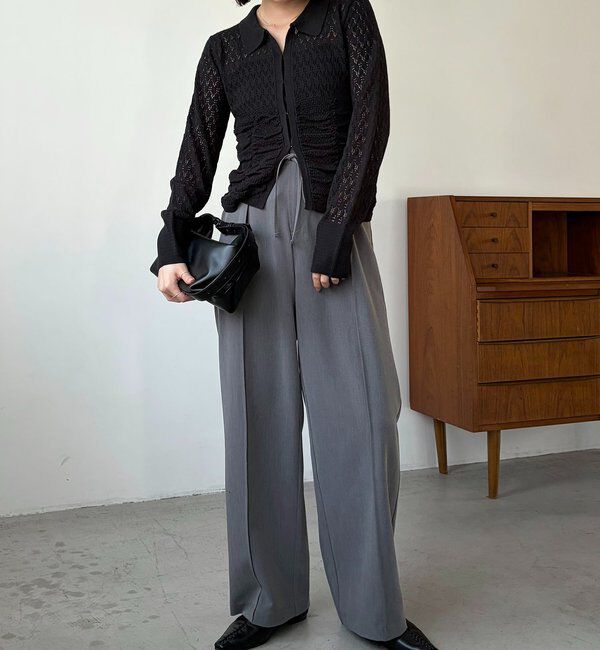  「レースシャーリングホックカーディガン」|カーディガン|