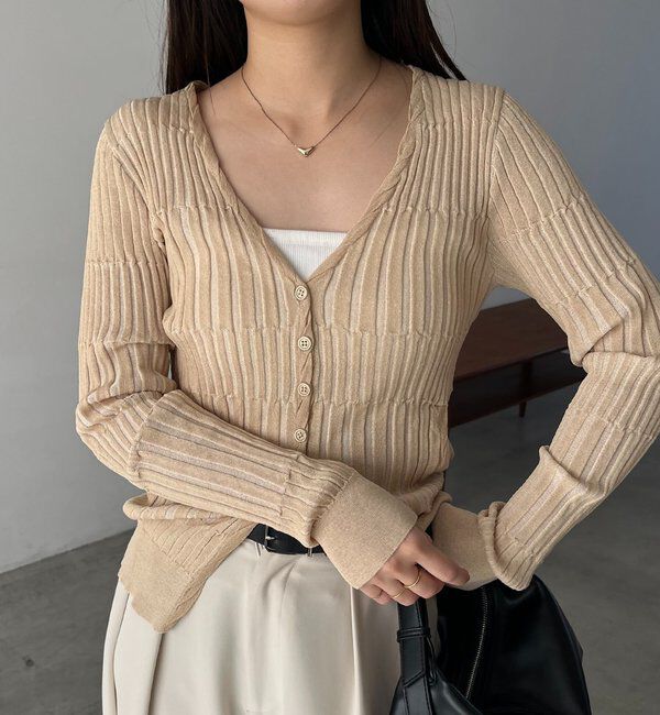  「バイカラーリブカーディガン」|カーディガン|