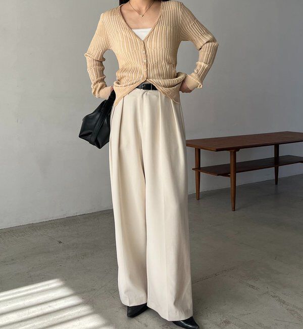  「バイカラーリブカーディガン」|カーディガン|