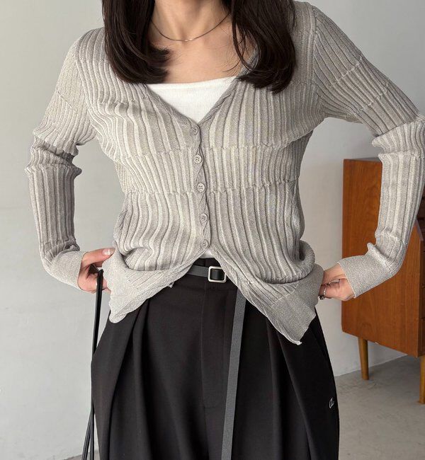  「バイカラーリブカーディガン」|カーディガン|