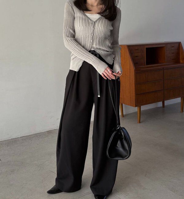  「バイカラーリブカーディガン」|カーディガン|