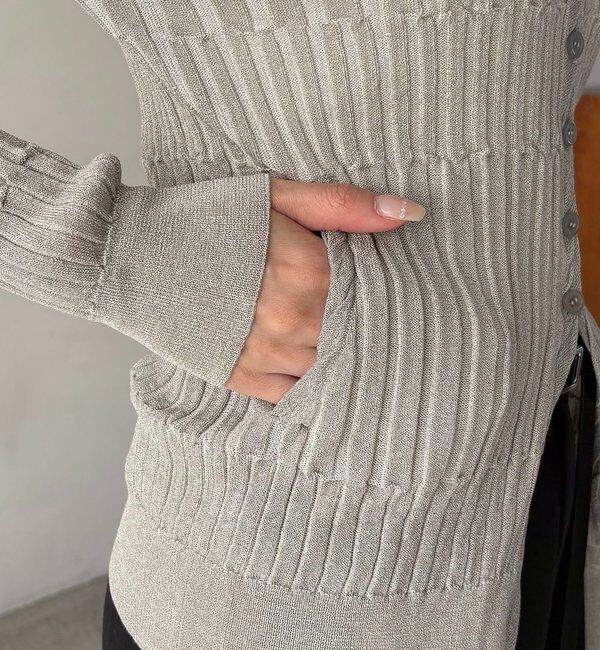  「バイカラーリブカーディガン」|カーディガン|