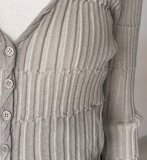  「バイカラーリブカーディガン」|カーディガン|