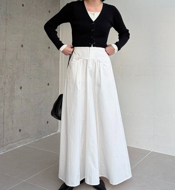  「【低身長サイズあり】切替コットンフレアスカート」|スカート|