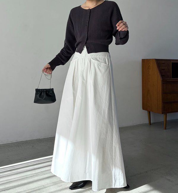  「【低身長サイズあり】切替コットンフレアスカート」|スカート|