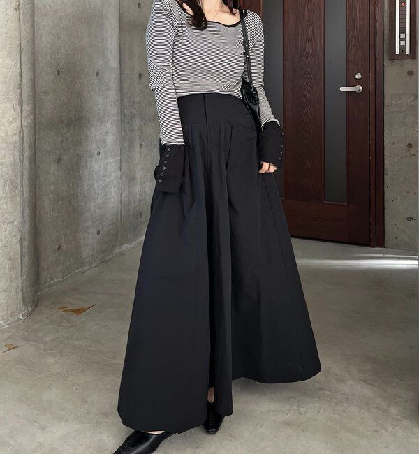  「【低身長サイズあり】切替コットンフレアスカート」|スカート|