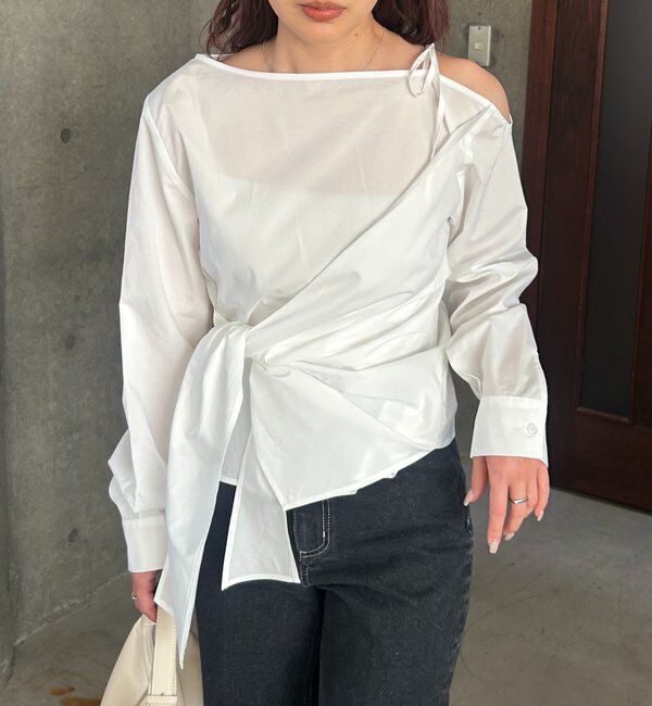  「アシメリボンブラウス」|シャツ・ブラウス|ホワイト