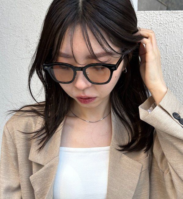  「スクエアメガネ」|サングラス|ベージュ