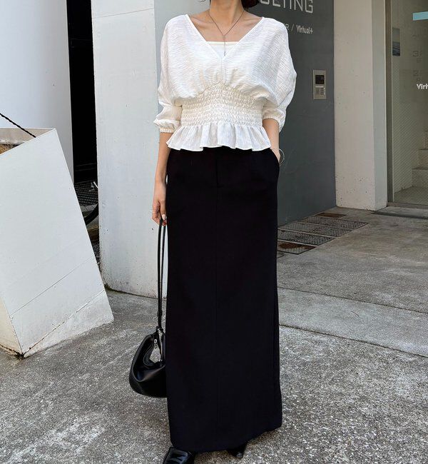  「ウエストマークVネックブラウス」|シャツ・ブラウス|