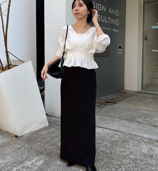  「ウエストマークVネックブラウス」|シャツ・ブラウス|