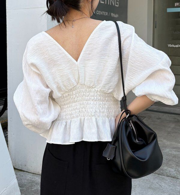  「ウエストマークVネックブラウス」|シャツ・ブラウス|