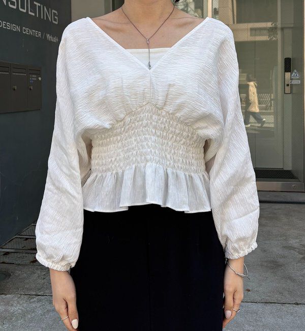  「ウエストマークVネックブラウス」|シャツ・ブラウス|