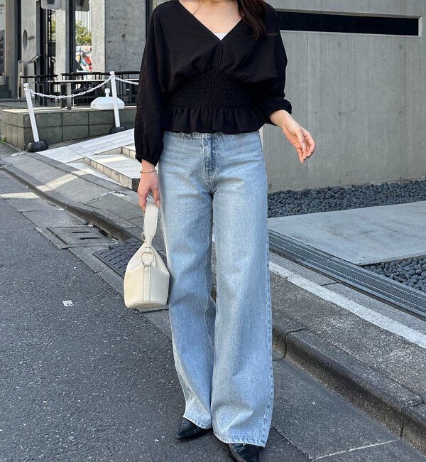  「ウエストマークVネックブラウス」|シャツ・ブラウス|