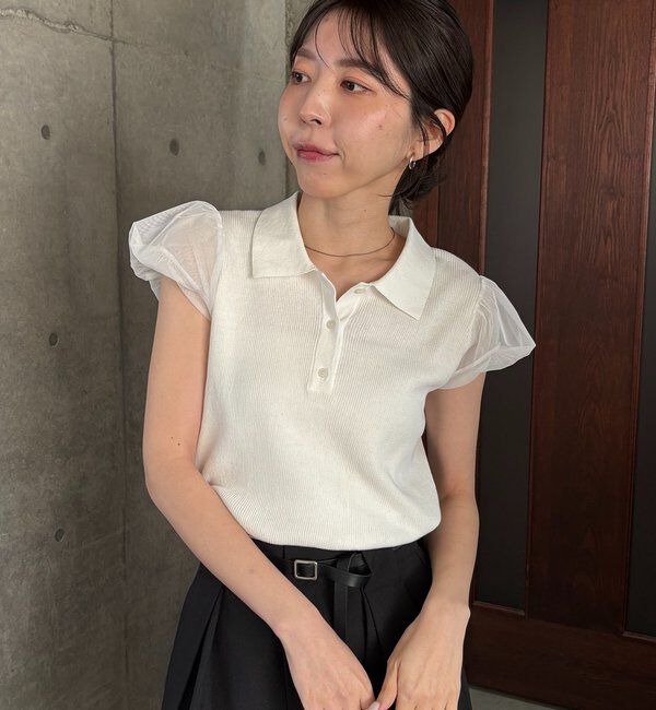  「ミニバルーンスリーブポロニット」|ニット・セーター|