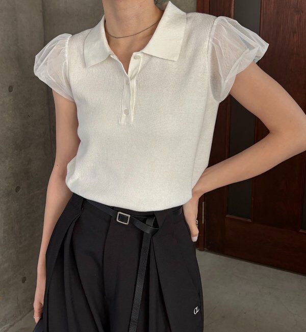  「ミニバルーンスリーブポロニット」|ニット・セーター|