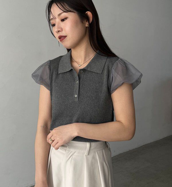  「ミニバルーンスリーブポロニット」|ニット・セーター|