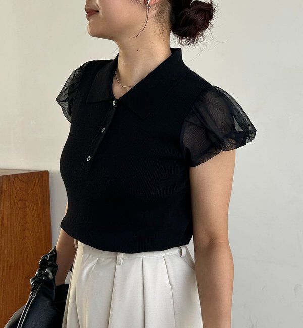  「ミニバルーンスリーブポロニット」|ニット・セーター|