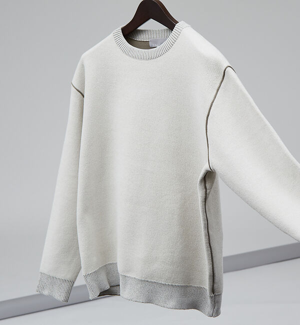 ABAHOUSE「ダブルフェイス モール プルオーバー 長袖ニット」|ニット・セーター|オフホワイト