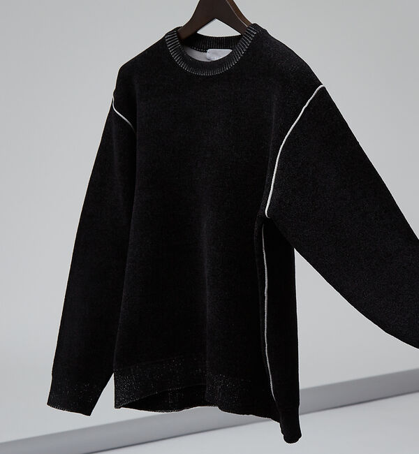 ABAHOUSE「ダブルフェイス モール プルオーバー 長袖ニット」|ニット・セーター|ブラック