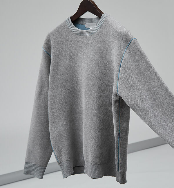 ABAHOUSE「ダブルフェイス モール プルオーバー 長袖ニット」|ニット・セーター|グレー