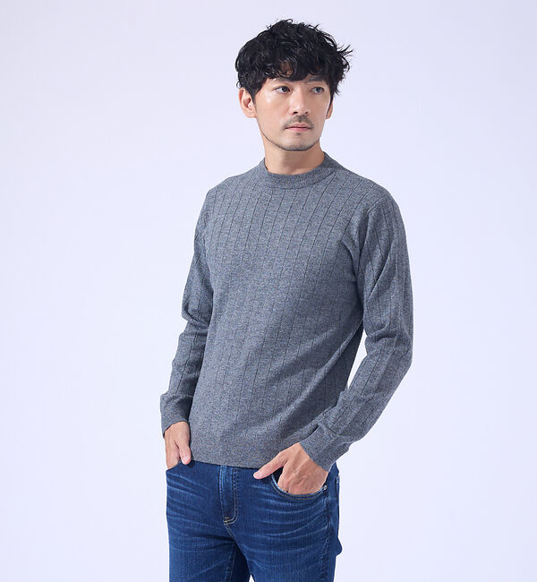 ABAHOUSE「【カシミヤタッチ】プルオーバー クルーネック ニット / ウォッシャブル」|ニット・セーター|チャコールグレー