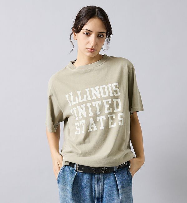 ABAHOUSE「【REMI RELIEF / レミ レリーフ】  ILLINOIS / ３段プリ」|Tシャツ・カットソー|ベージュ