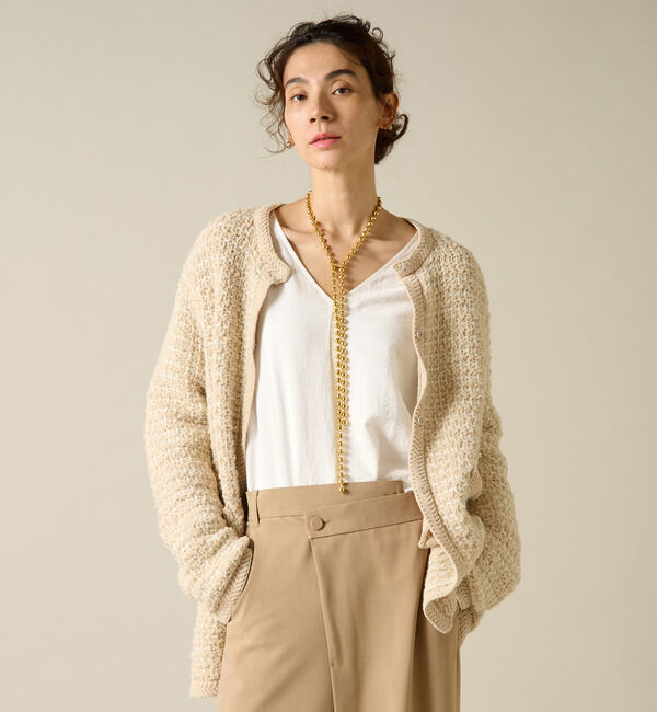 Liesse「モールヤーンニットジャケット」|カーディガン|