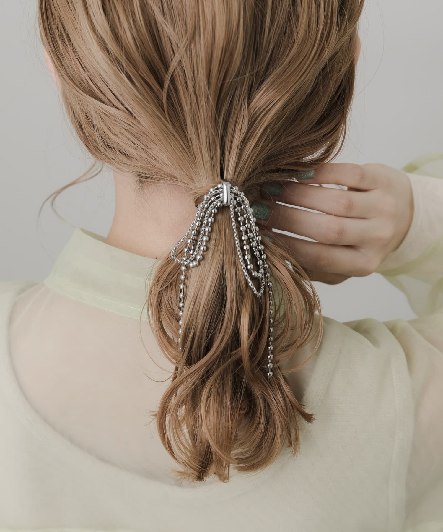 SMELLY「メタルボールリボンチェーンヘアカフ」|その他|シルバー