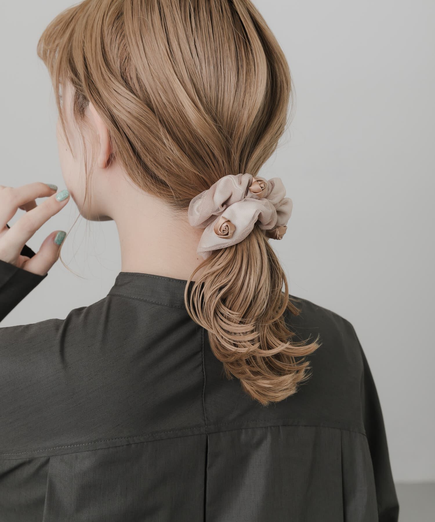 SMELLY「ローズシアーメッシュシュシュ」|ヘアゴム・シュシュ|