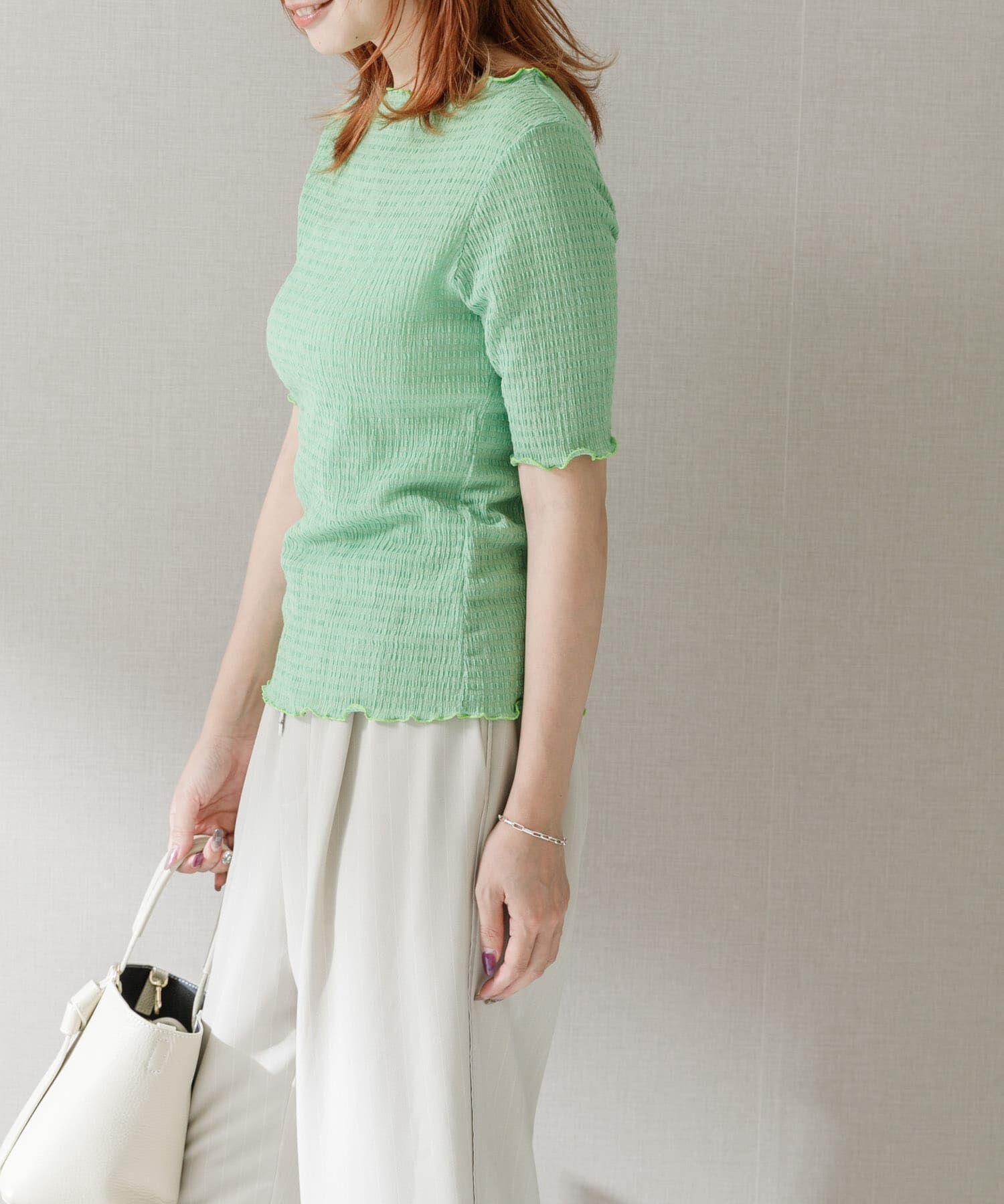 URBAN RESEARCH ROSSO「シアー楊柳ボートネックプルオーバー」|Tシャツ・カットソー|