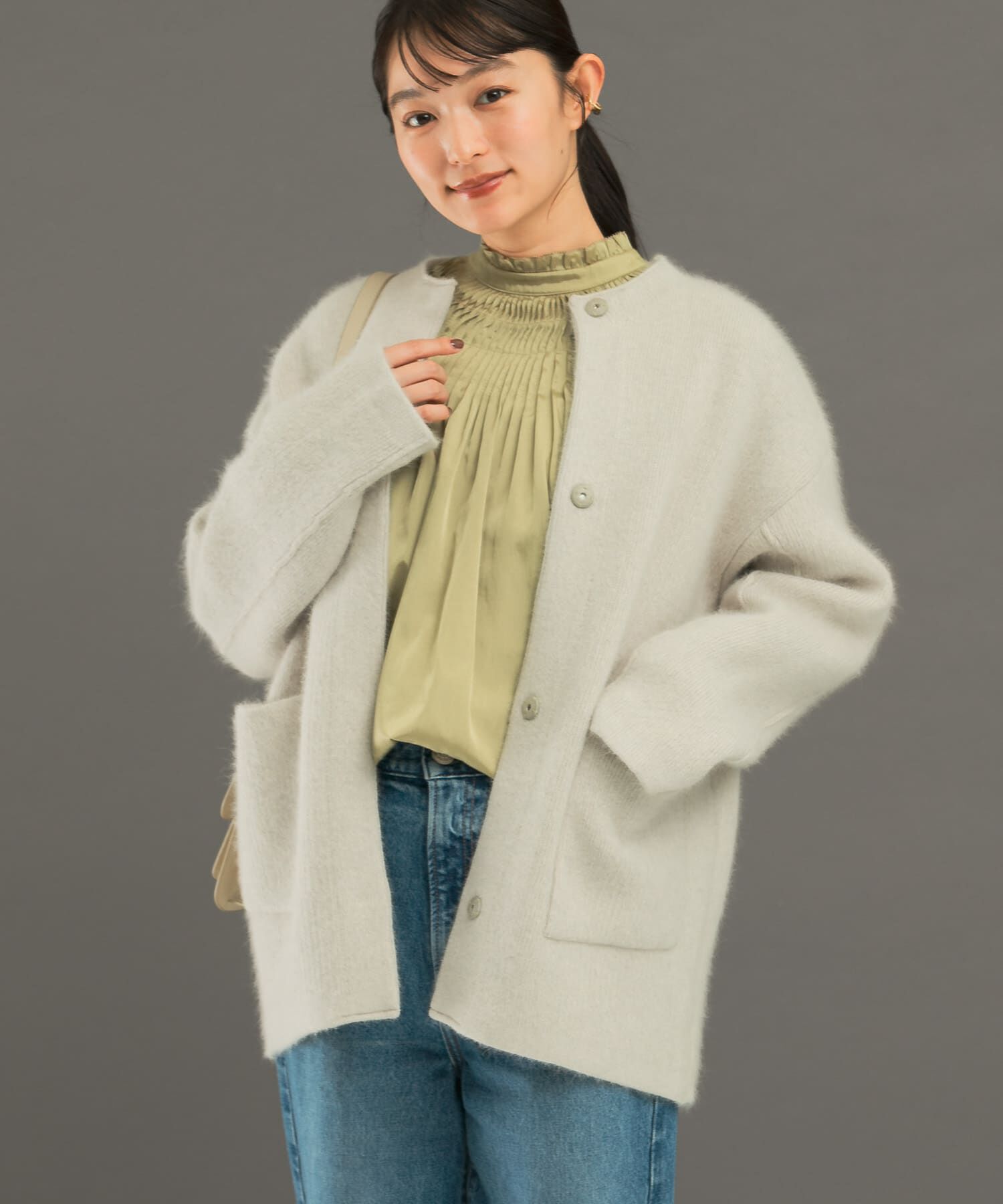 URBAN RESEARCH ROSSO「エアリーニットジャケット」|カーディガン|