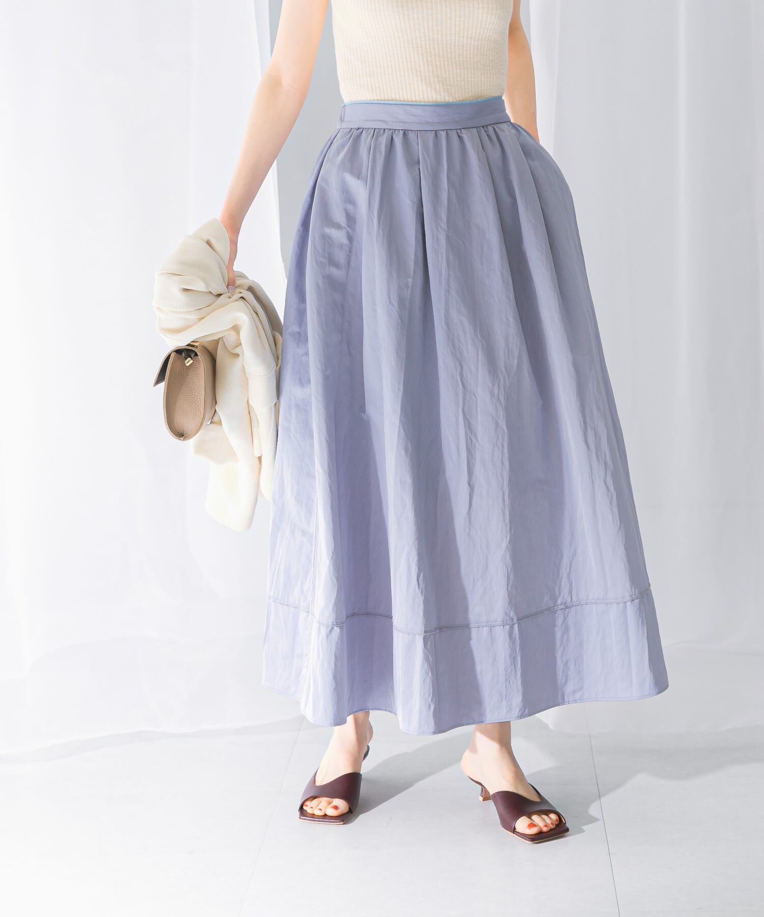 URBAN RESEARCH ROSSO「スリットギャザースカート」|スカート|ライトブルー
