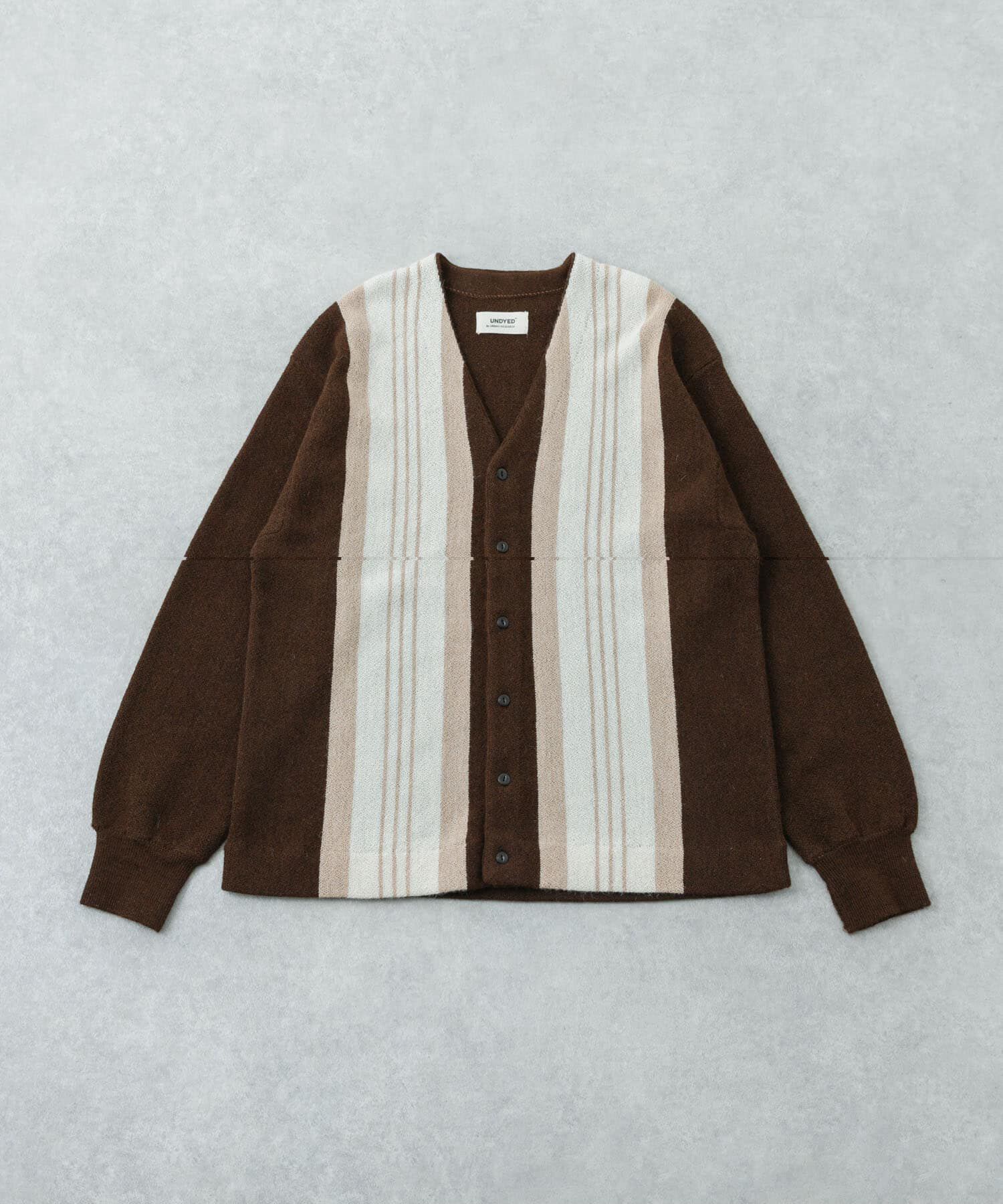 URBAN RESEARCH「UNDYED ALPACA STRIPE CARDIGAN」|カーディガン|ブラウン