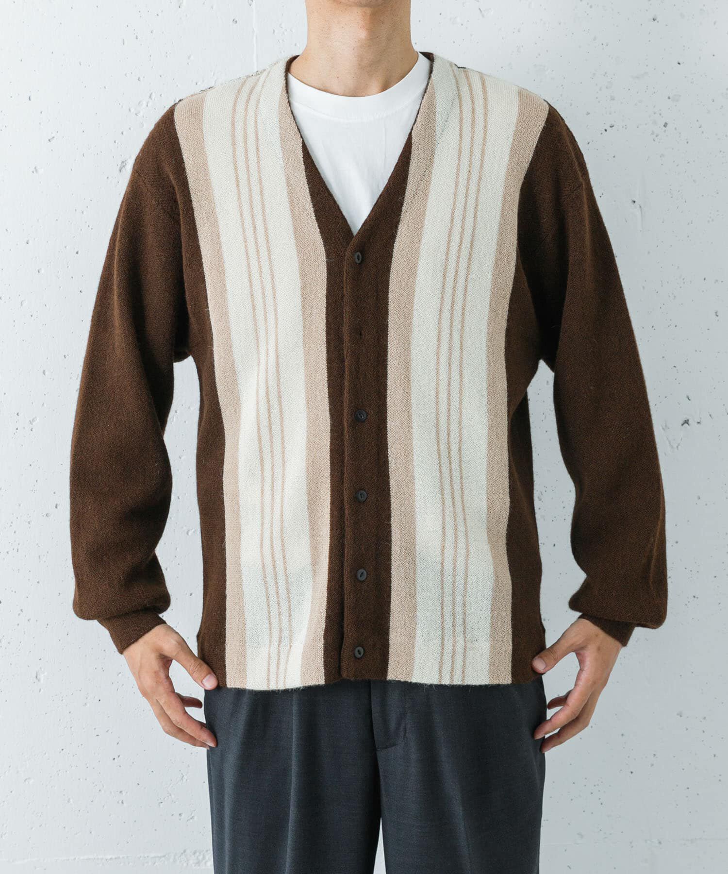 URBAN RESEARCH「UNDYED ALPACA STRIPE CARDIGAN」|カーディガン|
