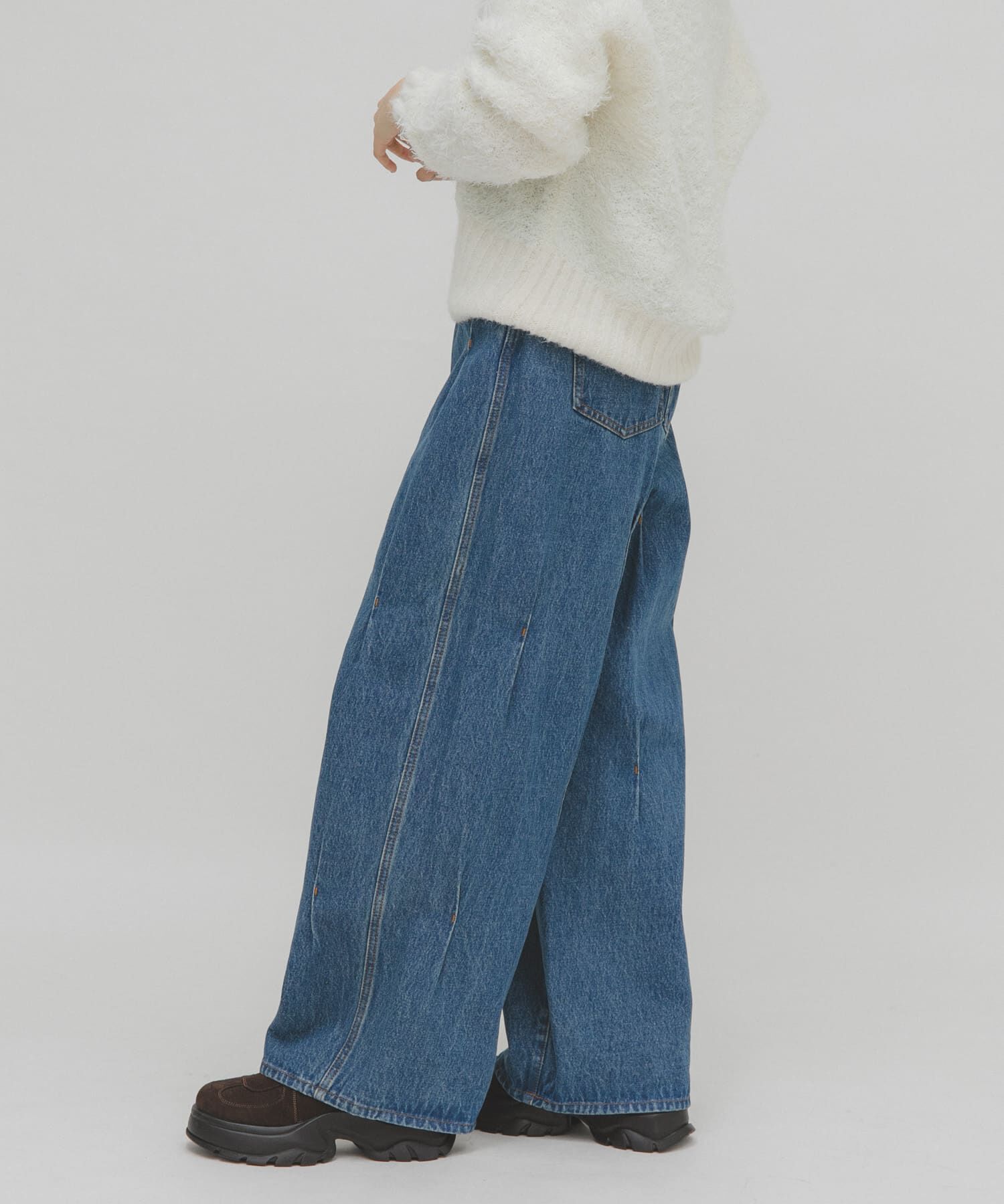  「タックWIDEデニム」|デニム|