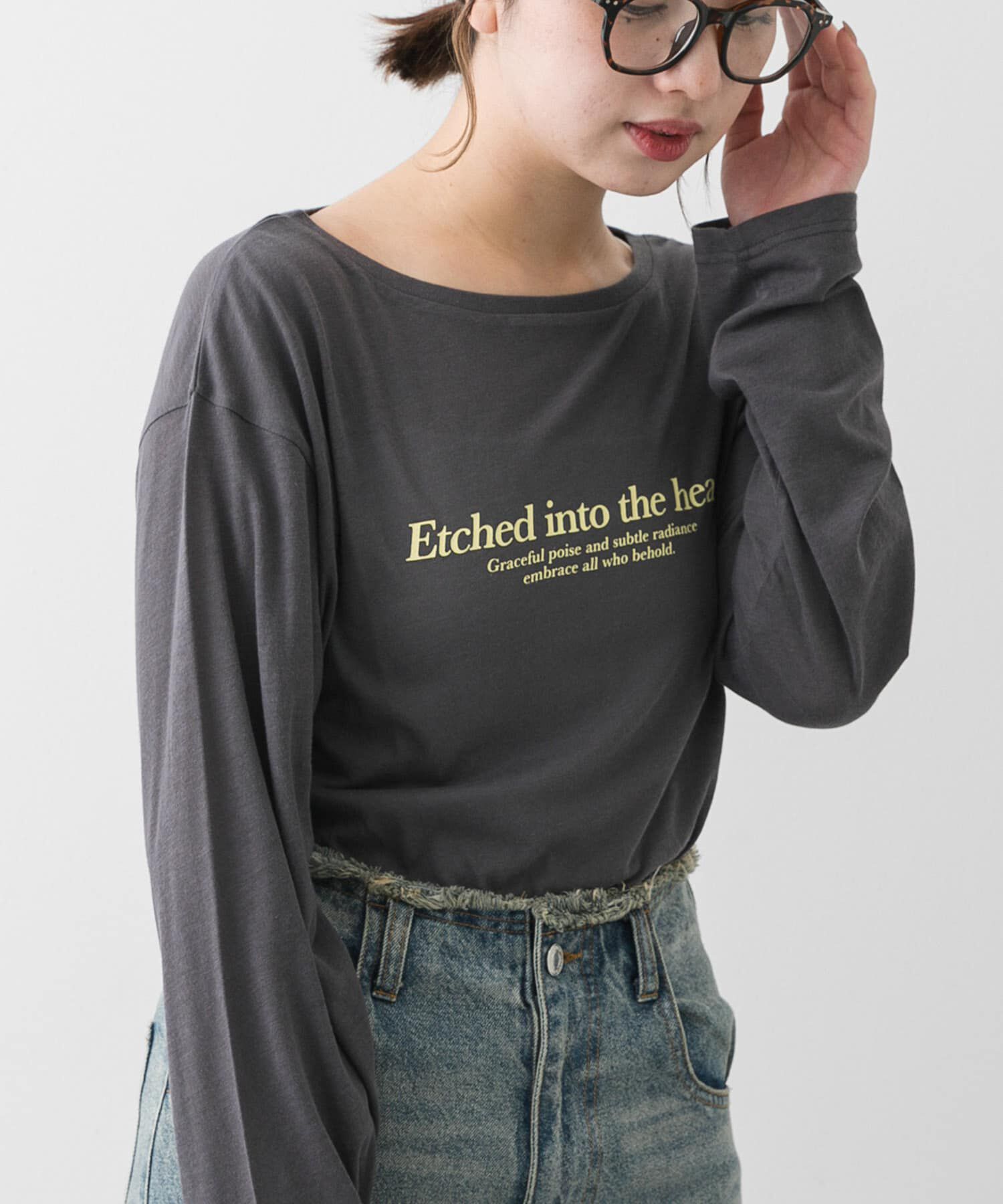 SENSE OF PLACE by URBAN RESEARCH「ルーズロゴシアーT」|Tシャツ・カットソー|チャコールグレー